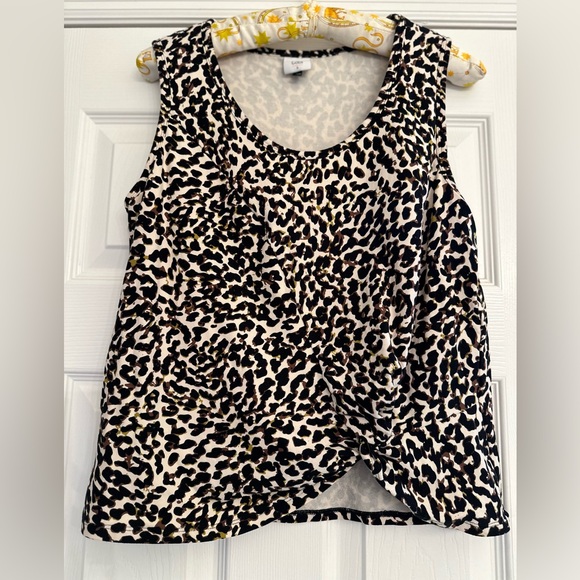 CAbi Tops - Cabi Knotty Tank Womens Small Leopard Print Sleeveless Side Knot Scoop Neck S